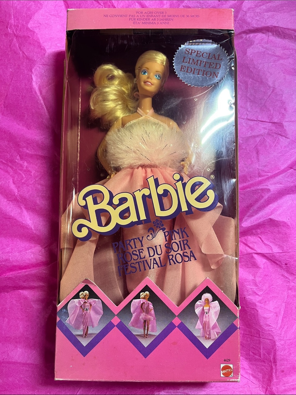 1987 Mattel Party Pink Barbie (#4629) NRFB